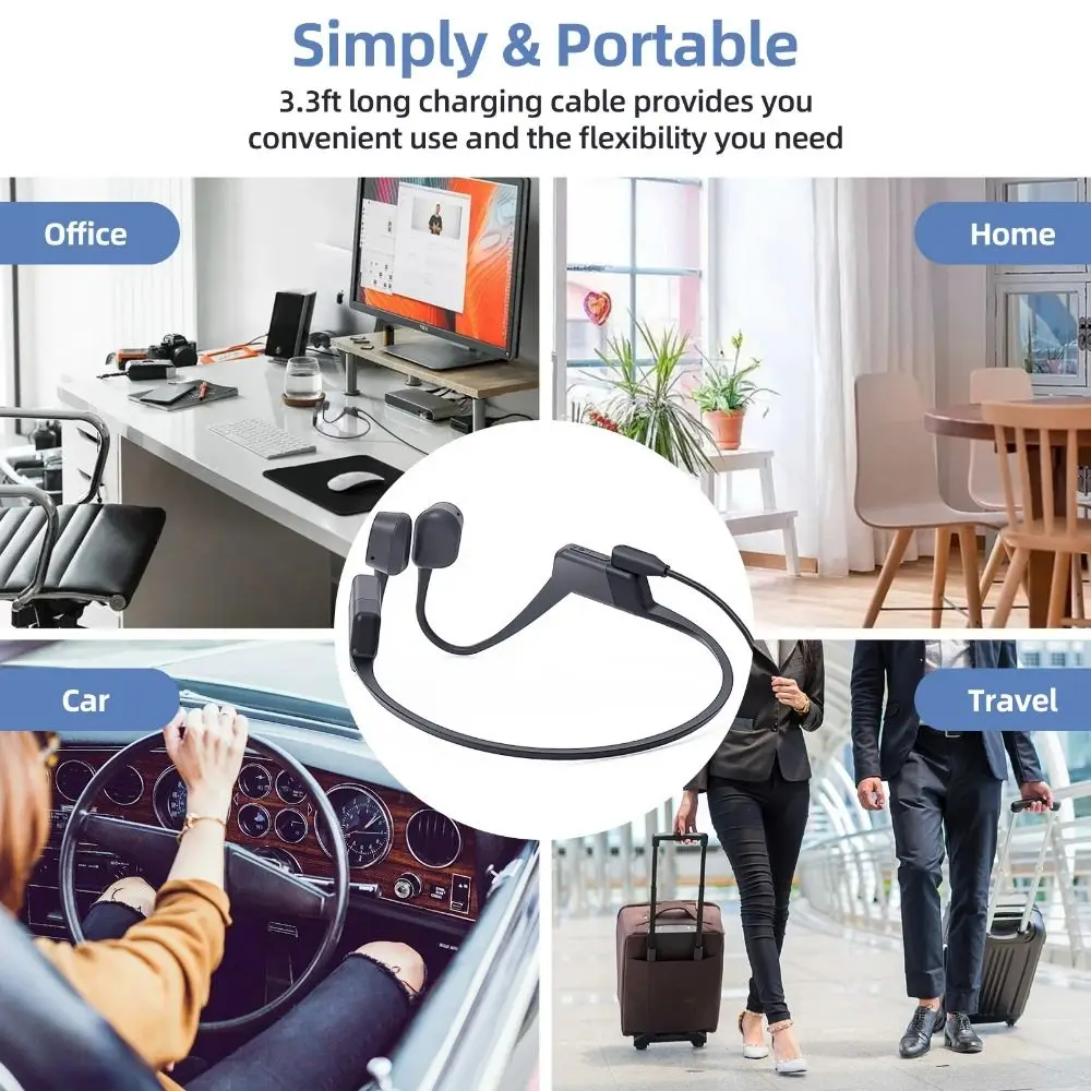 

100cm USB Type-C Charging Cable Overload Protection Universal Bone Conduction Headphone Charger for After Shokz AS800 AS803 S810