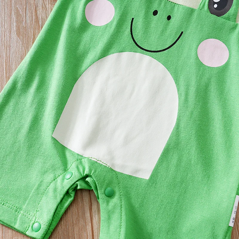 Newborn Clothes Cute Cartoon Frog Print Cotton Comfortable And Soft Boys And Girls 0-18 Summer Short Sleeved Baby Jumpsuit