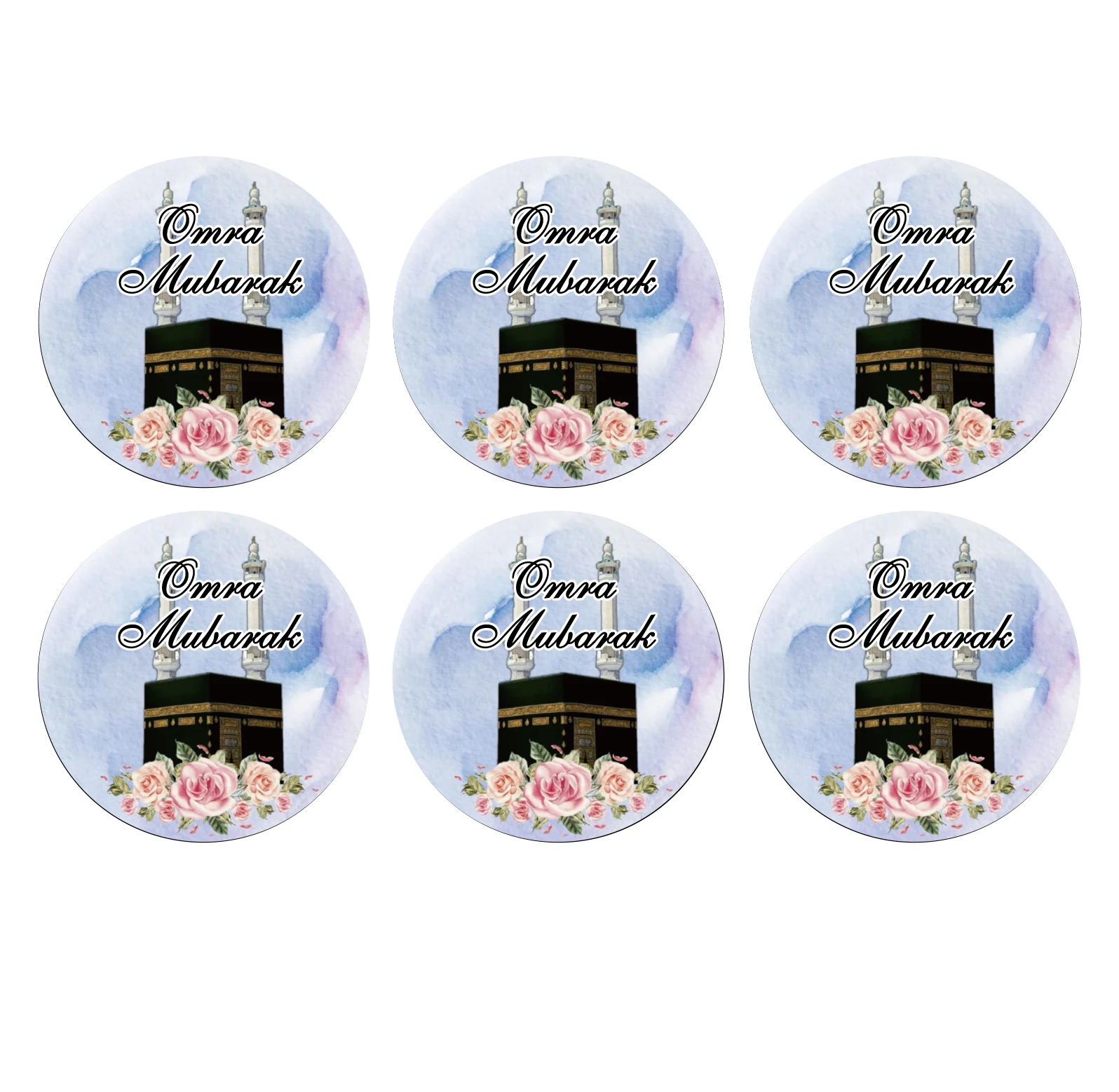 Omra mubarak Celebration Decorations Paper Sticker Gift Lable Seal Sticker Islamic Muslim Umrah Decoration Supplies