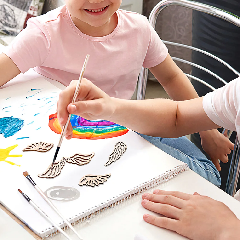 Ailes d'ange en copeaux de bois pour bricolage, artisanat en forme de graffiti, décorations pour tout-petits, 40 pièces