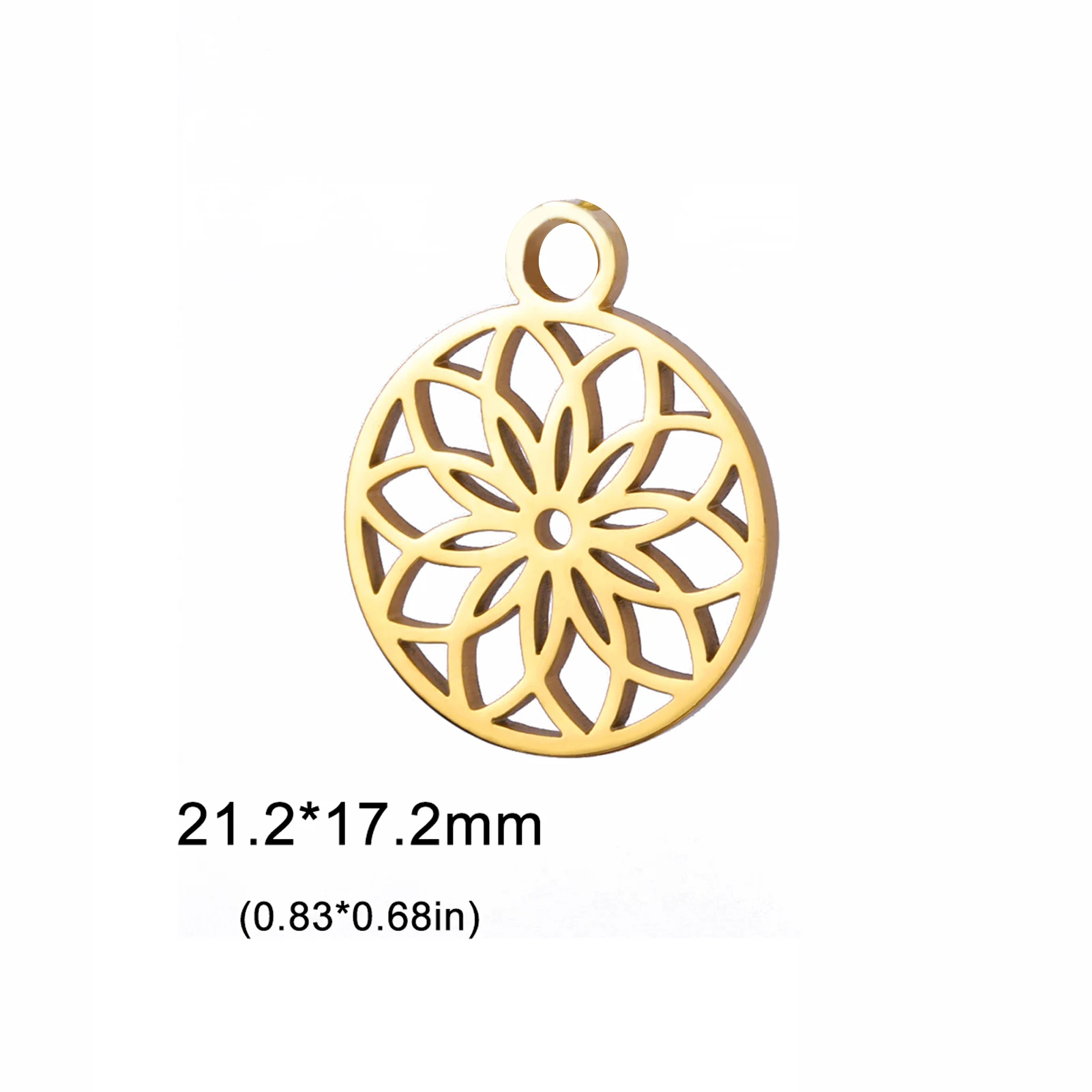 EUEAVAN 1pc Flower of Life Stainless Steel Charms for Jewelry Making Mandala Floral Sacred Geometry Charm Pendant DIY Necklace