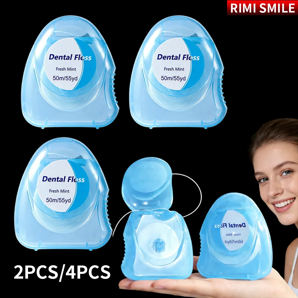 

(Affordable dental floss) 4PCS/2PCS mint dental floss roll | 50 meters/roll | Easy to use interdental cleaning tool | Compact an