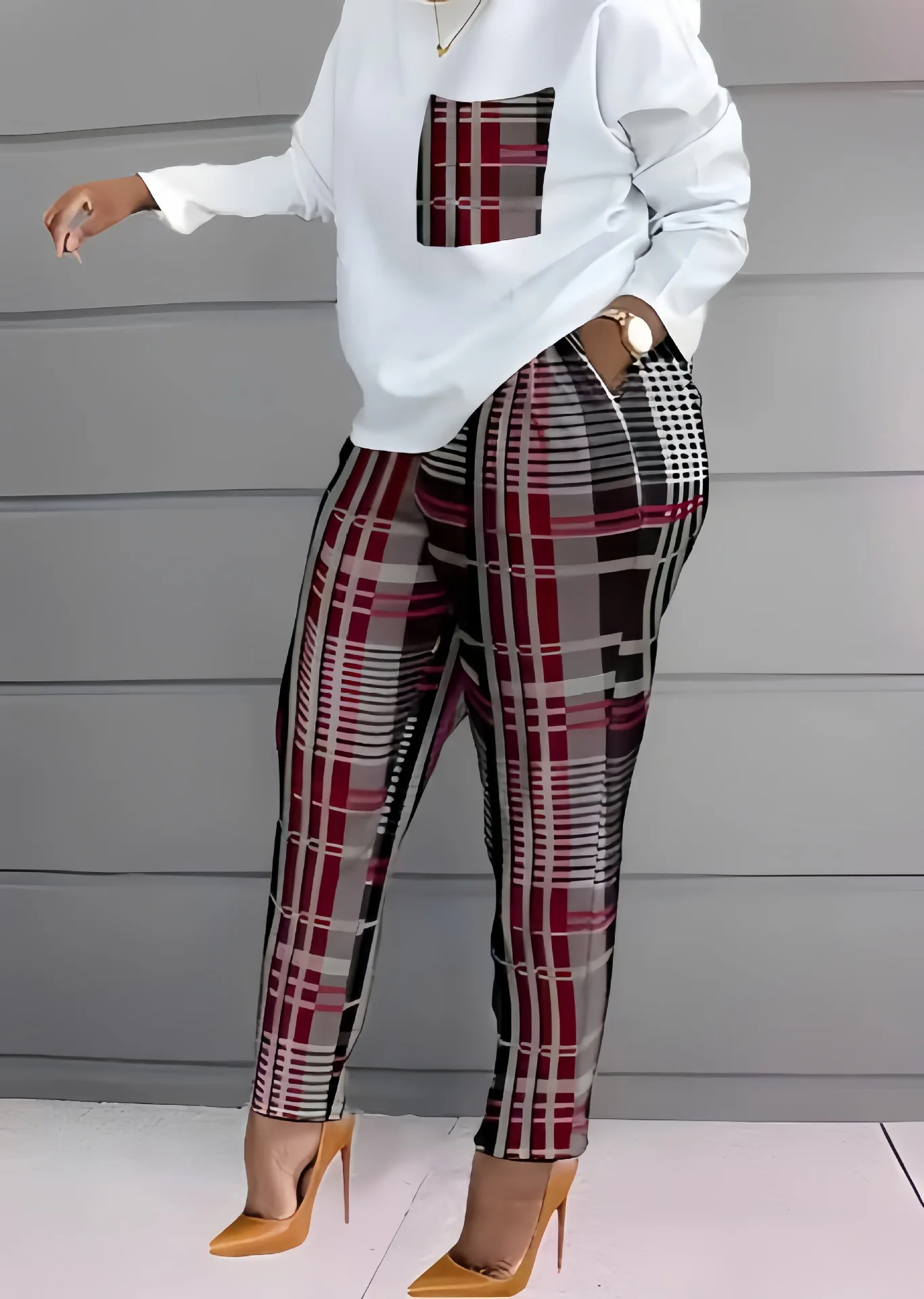 2 Piece Sets Woman Outfit,Women\'s Print Two Piece Set, O-neck Casual Long Sleeve T-shirt, Top And Pants, 2-piece, Spring, 2024,
