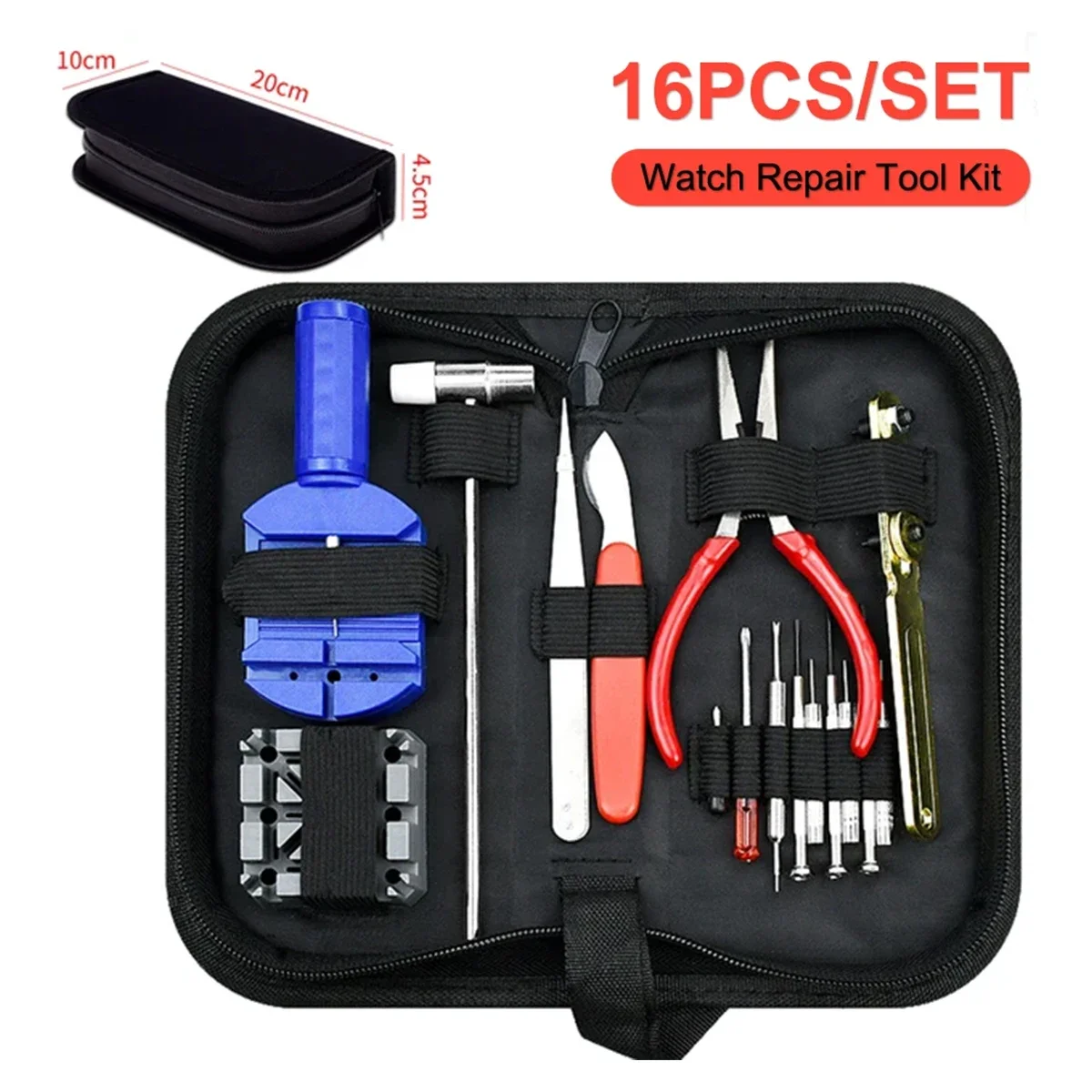 

16pcs Repair Tool Kit Watchmaker Link Pin Remover watch Case Opener Spring Bar Horlogemaker Gereedschap Clock Repair Set