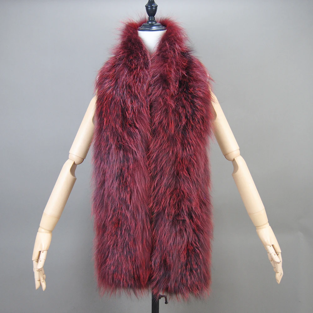 Women’s Scarf Soft Knitted Lady Long Style Real Fox Fur Shawl Wrap Natural Fox Fur Ring Scarves Winter Warm Real Fox Fur Scarf