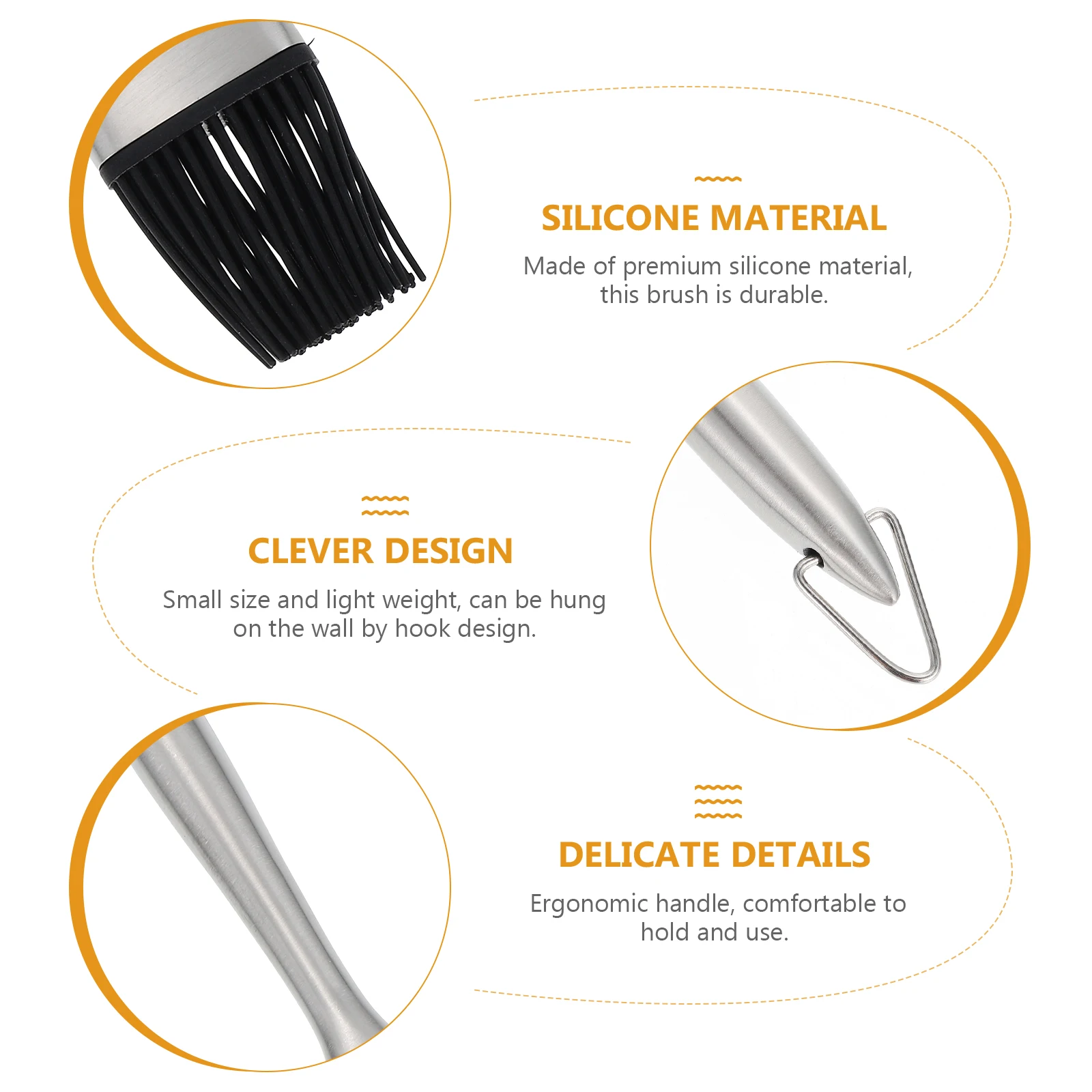

Silicone Household Oil Brush Stainless Steel Silicone Oil Brush BBQ Grill Tool Kitchen Accessories Easy Clean Household