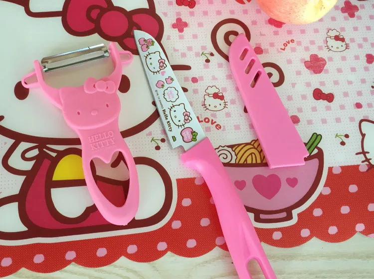 Sanrio kartun praktis pisau pengupas Hello Kitty lucu dicetak baja anti karat pegangan plastik portabel pabrik penjualan langsung