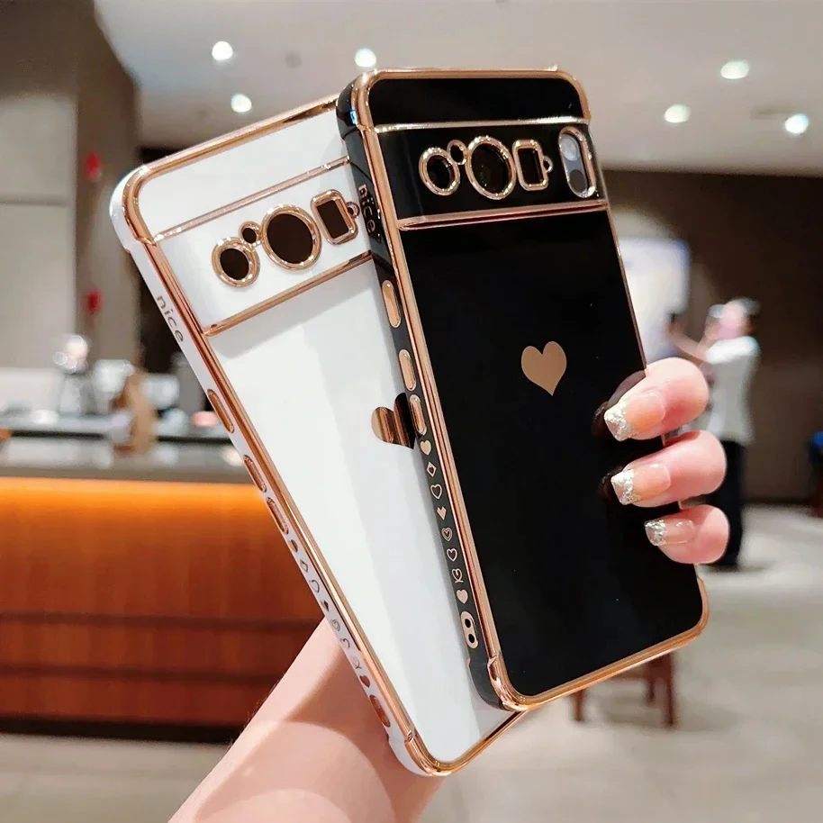 

Для Pixel 8 Pro 9, модный чехол с сердечком для Google Pixel 7A Pixel 8 9 Pro ProXL, противоударный мягкий защитный чехол для объектива