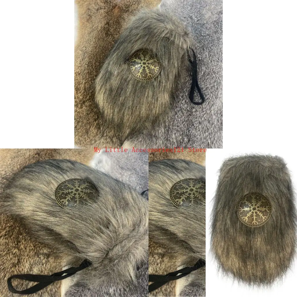 

Medieval Furry Waist Bag Drawstring Coin Bag Waist Pouches Furry Coin Pouches