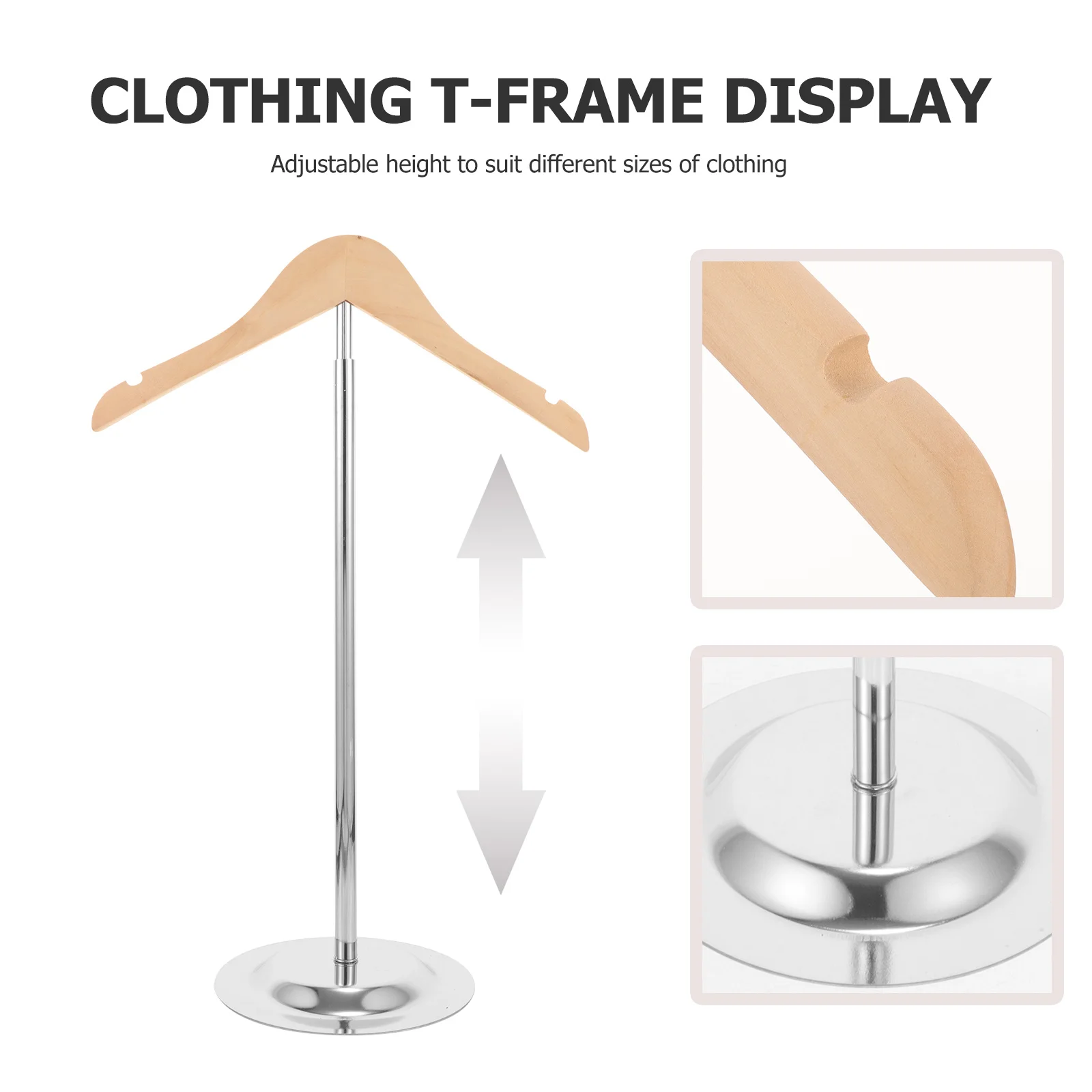 

T Shaped Clothing Display Stand Stable Metal Rack for Shirts Tshirts Coats Easy Setup Display Stand for Vendors