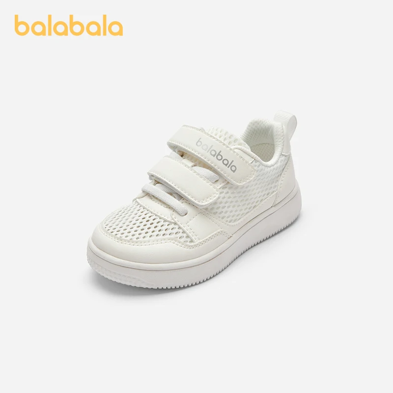 Balabala Mesh Sneakers Boys  Girls Shoes Large Breathable Mesh 2024 New Summer Versatile White Shoes