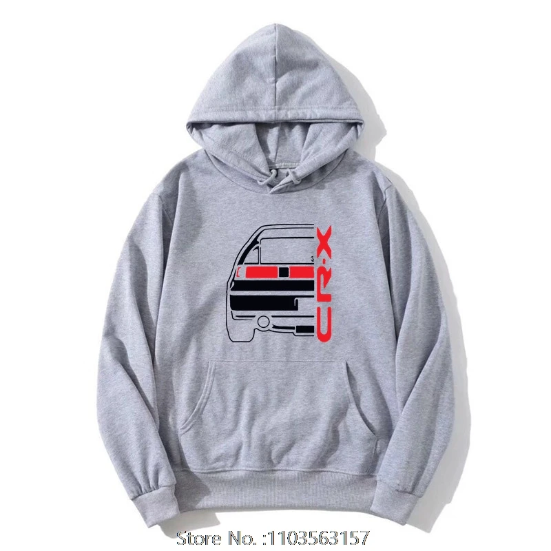 Hot Sale 100% Cotton Oversized Hoodie Classic Japanese Car Fan CRX SiR Hoody Hip Hop Streetwear Men Clothing Pullover Sweatshirt