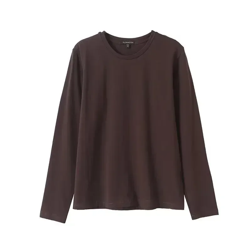 

GELITAYIN O-neck T-shirt Loose Fit Fall T-shirts Casual Y2k T-shirt Harajuku Fashion Lady Tops Solid Basic Long Sleeve T-shirts