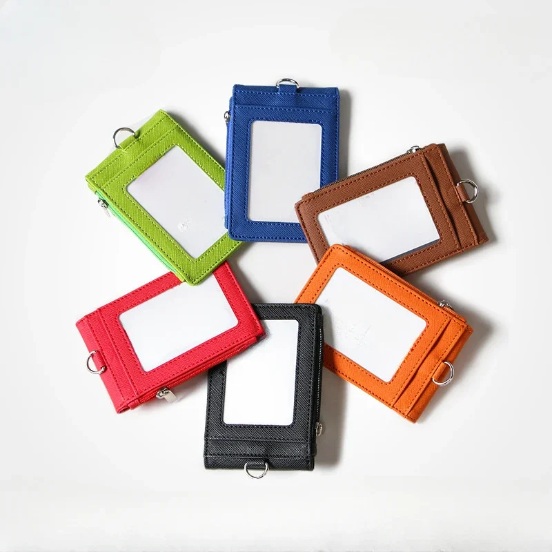 Portatarjetas multifuncional con cordón, cordón retráctil de cuero PU, etiqueta de nombre, llavero, bolsa para tarjetas, suministros de oficina
