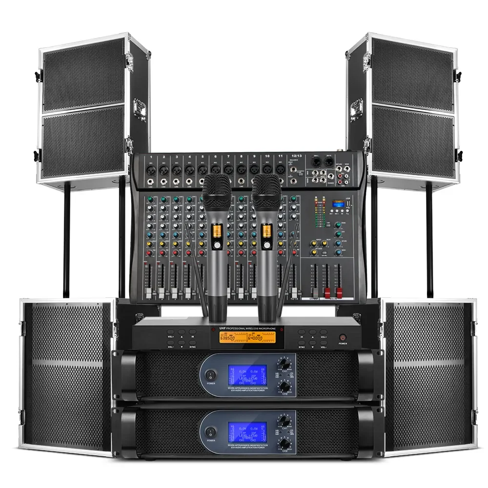 

LS12 Professional Stage Performance High Power Outdoor Speaker Sounds System With Dual 12 Inch Speaker /handle Mic/ Amplifier