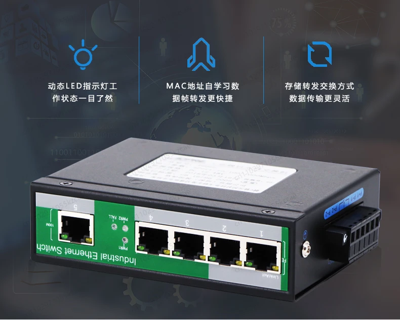 

Промышленный 5-портовый Ethernet-коммутатор 100 Мбит/с, модель D805F, для монтажа на DIN-рейку, без сетевого управления, для замены