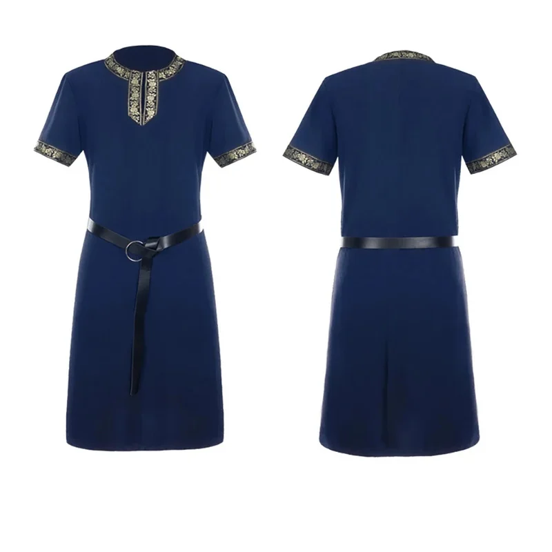 DY20Camiseta de guerrero vintage para hombre, Top de verano de manga corta, disfraz de pirata gótico vikingo renacentista, túnica Medieval 25