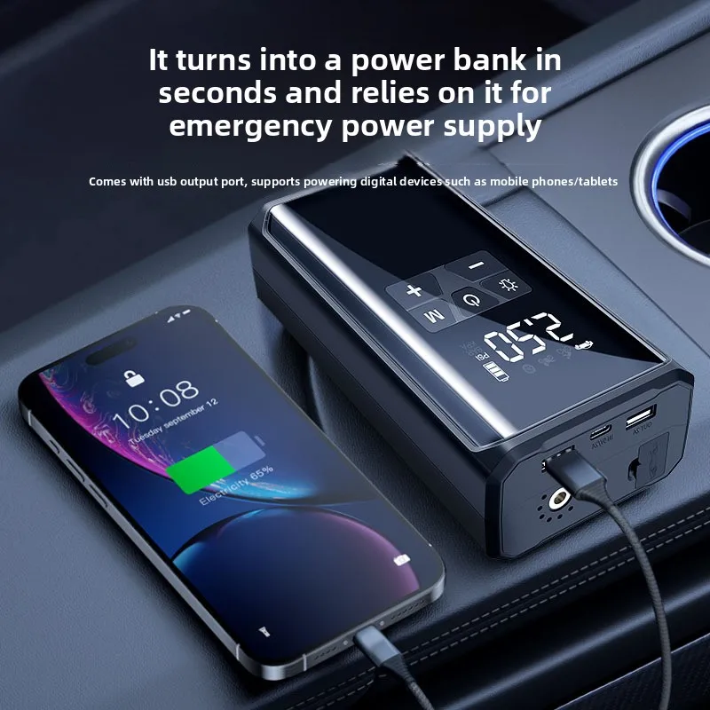 

Стартер для автомобиля с воздушным компрессором, портативный усилитель аварийного аккумулятора 12 В для транспортных средств