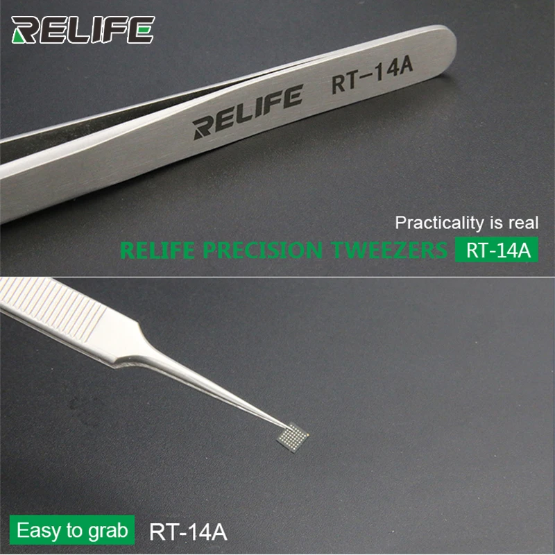 RELIFE RT-14A/14SA High Precision Stainless Steel Tweezers Curved and Straight Forceps For Electronic Cell Phone Repair Tool