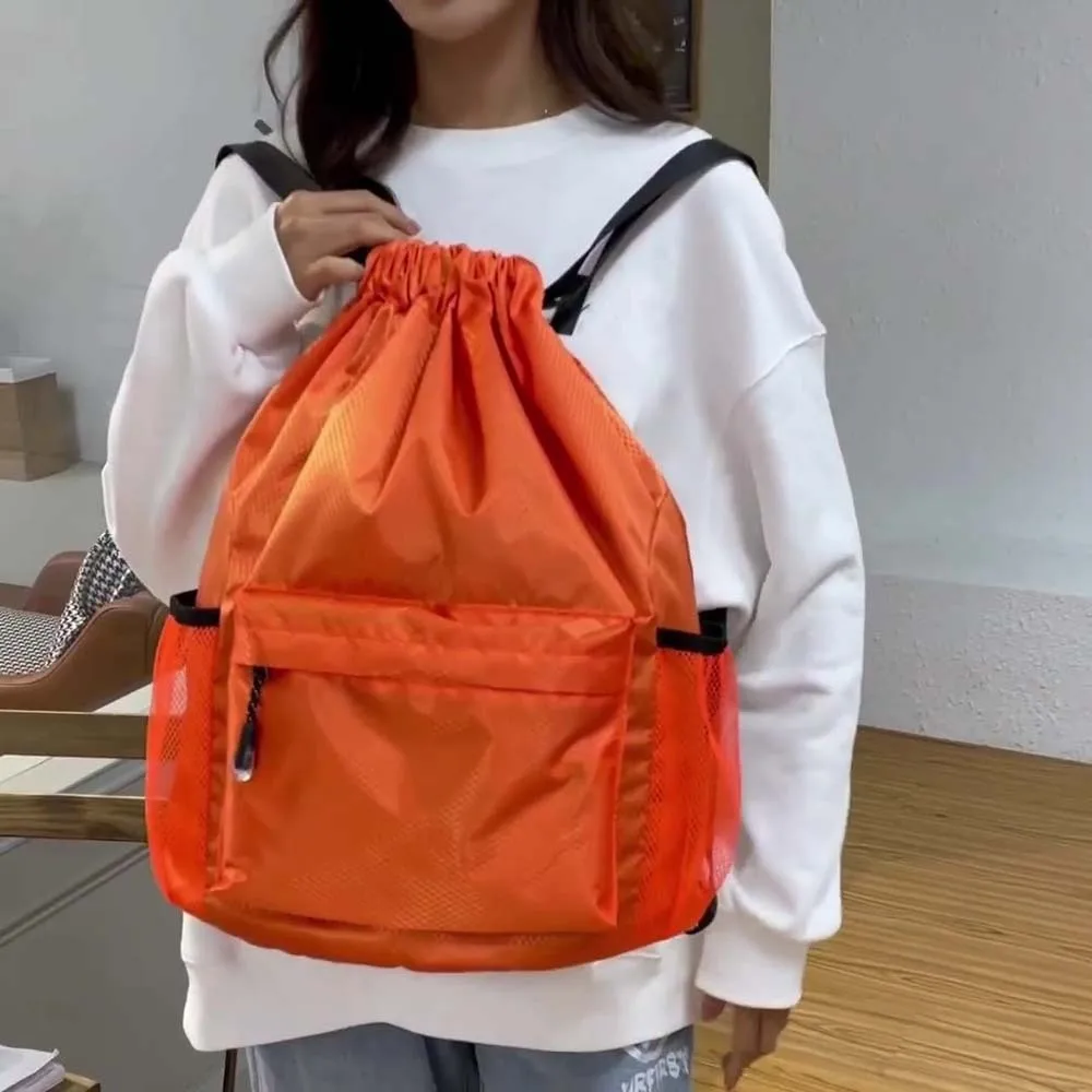 

Portable Gym Drawstring Bag Quick Drying Large Capacity Oxford Cloth Backpack Solid Color Lightweight Drawstring School Bag
