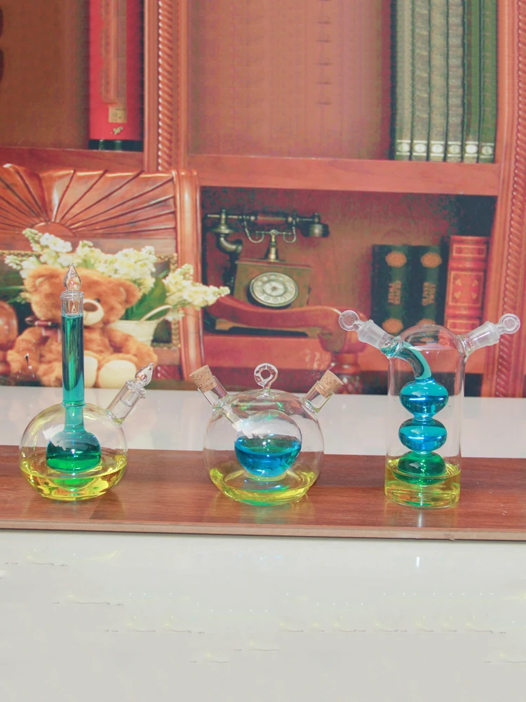 Glass double-layer seasoning jar, hand blown glass bottle, seasoning rack, seasoning bottle, oil and vinegar bottle