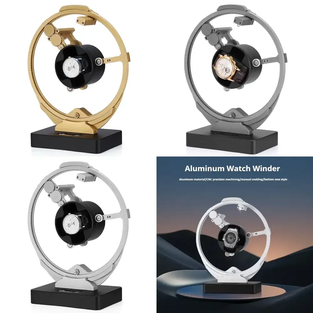 2024 New Watch Winder Planet Design Silver Grey Gold LED Design Metal Spring Style Watch Winder Box