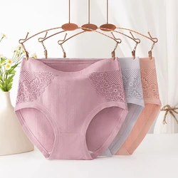 Seamless Panties Women High Waist Briefs Underwear Comfort Intimates Lace Female Underpants Solid Color Pantys XL-5XL