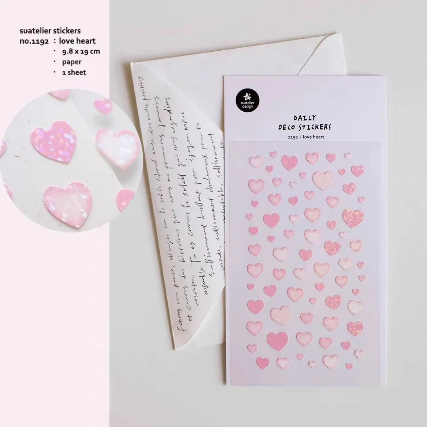 Korean Import Suatelier Shining Love Heart Stickers Scrapbooking Diy Journal Stationery Sticker Decor School Supplies Gift 1192