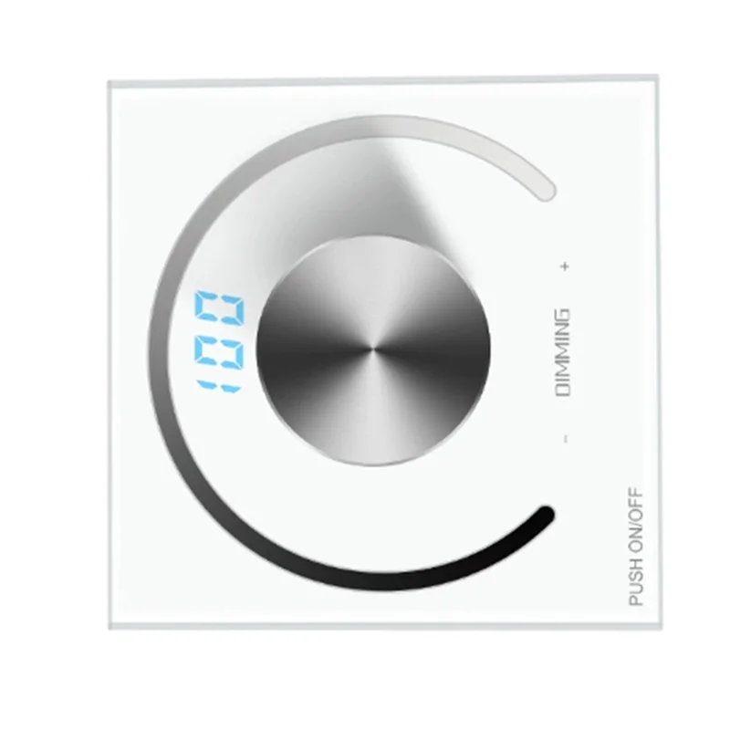 JABS-LED シングルストリップ調光器 DC 12V-24V 5050 2835 ストリップライト壁パネル調光器ロータリーノブ制御 0-100 輝度表示