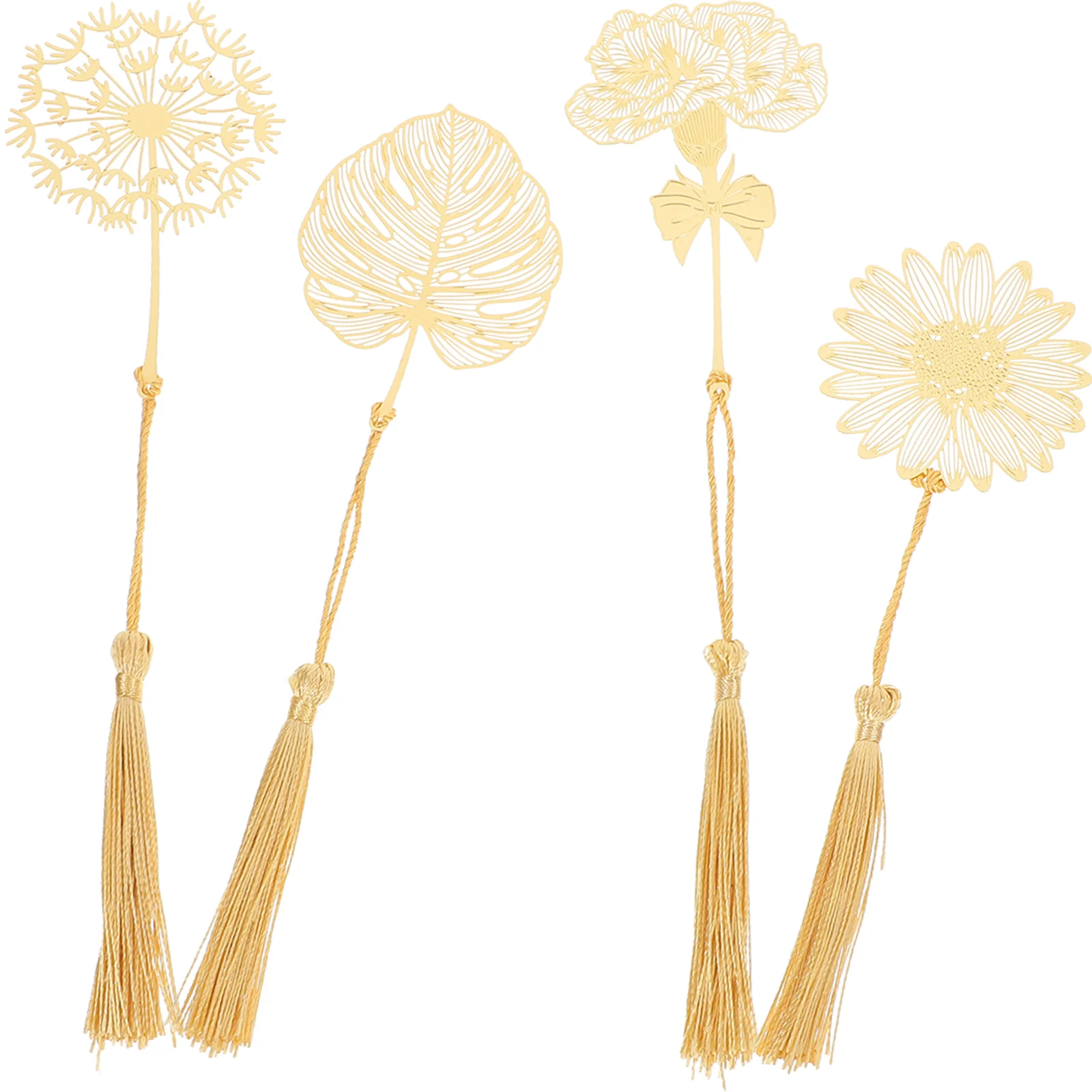 

4 Pcs Leaf Tassel Bookmark of The Lid Pendant Craft Portable Reading Pretty Bookmarks Copper Annotation Supplies for Women