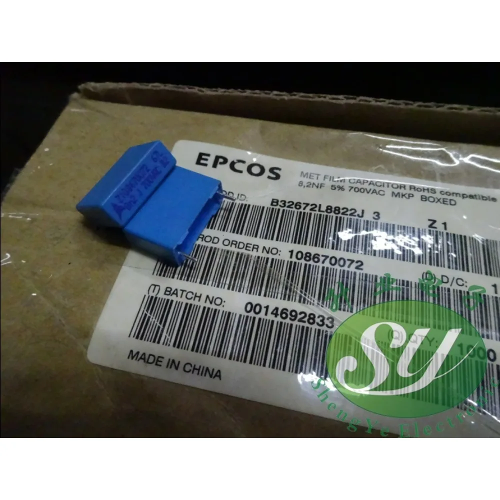 20PCS EPCOS 0.0082uf/700vAC 8.2nf 8200pf 822 Brand-new 15mm film capacitor B32672L8822J
