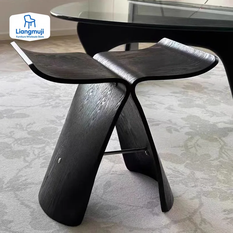 

Табурет-бабочка из ясеня, деревянный 4-цветный журнальный столик для гостиной, спальни, натуральный/черный/ореховый журнальный столик, табуретки для выставки товаров, мебель для дома