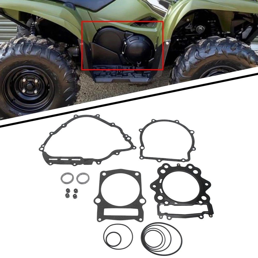 Compatible For Yamaha Grizzly Rhino 700 2007-2013 Models 1 Set ATV Engine Gasket Kit Top & Bottom End Set