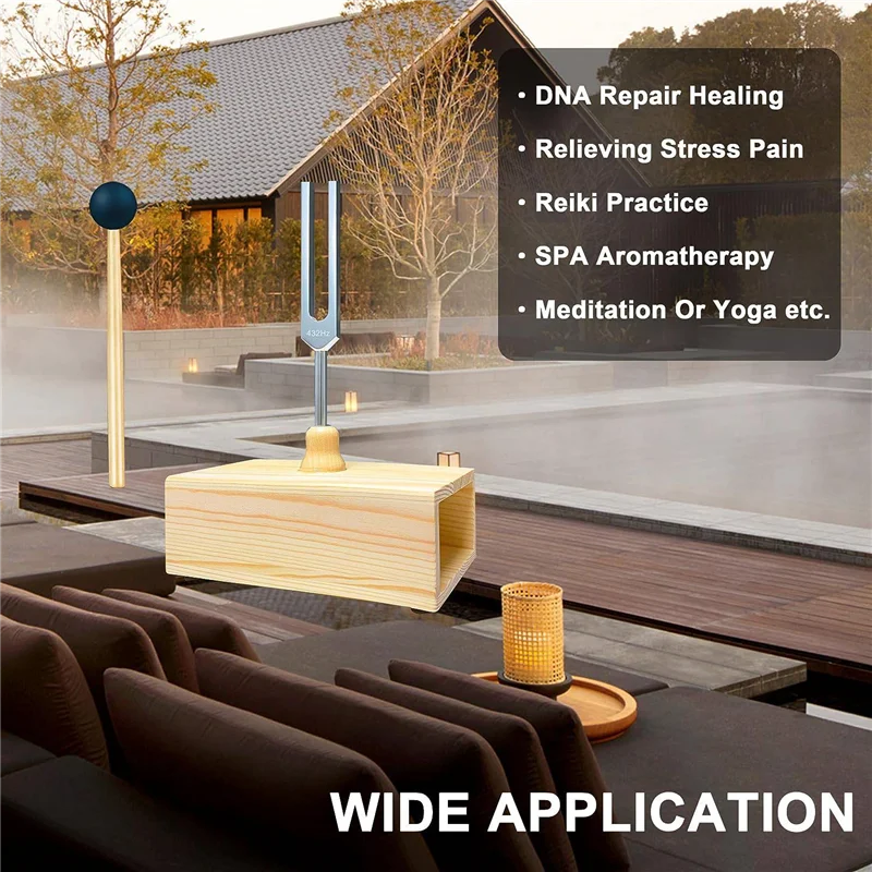 Y14A432 Hz Tuning Fork with Resonance Box,For Sound Healing,Tuning Fork Resonance Teaching, Hearing Tests, Meditation