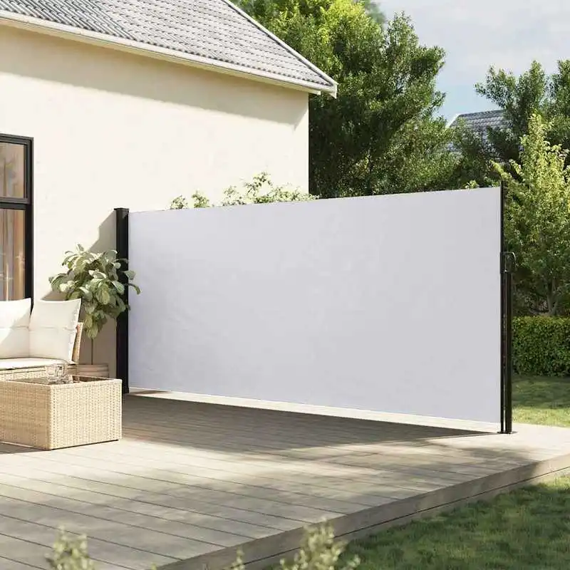 Einziehbare Seitenmarkise weiß 160x600 cm, Einziehbare Seitenmarkise Weiß für Terrassen- und Balkonschutz