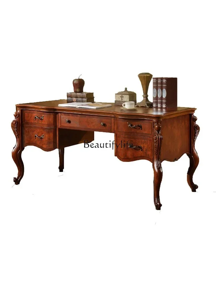 

LAmerican Solid Wood Desk Office retro Writing Desk Home Computer Desk