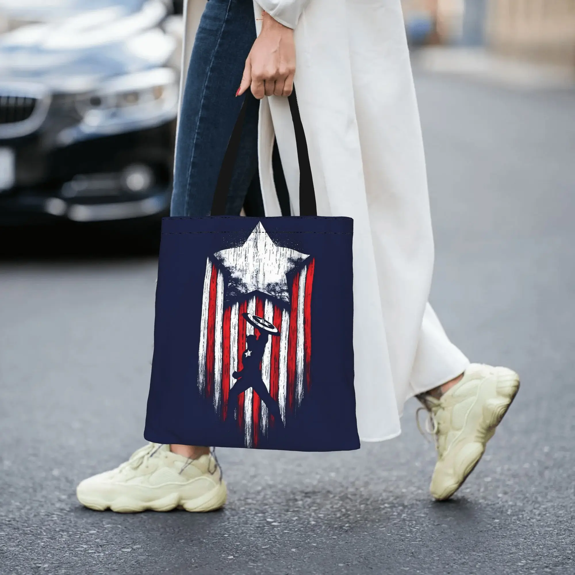 

Bags for woman 2026 Leisure and entertainment Large Capacity Captain America Marvel Canvas Tote Bag Foldable Chic Pattern Gifts