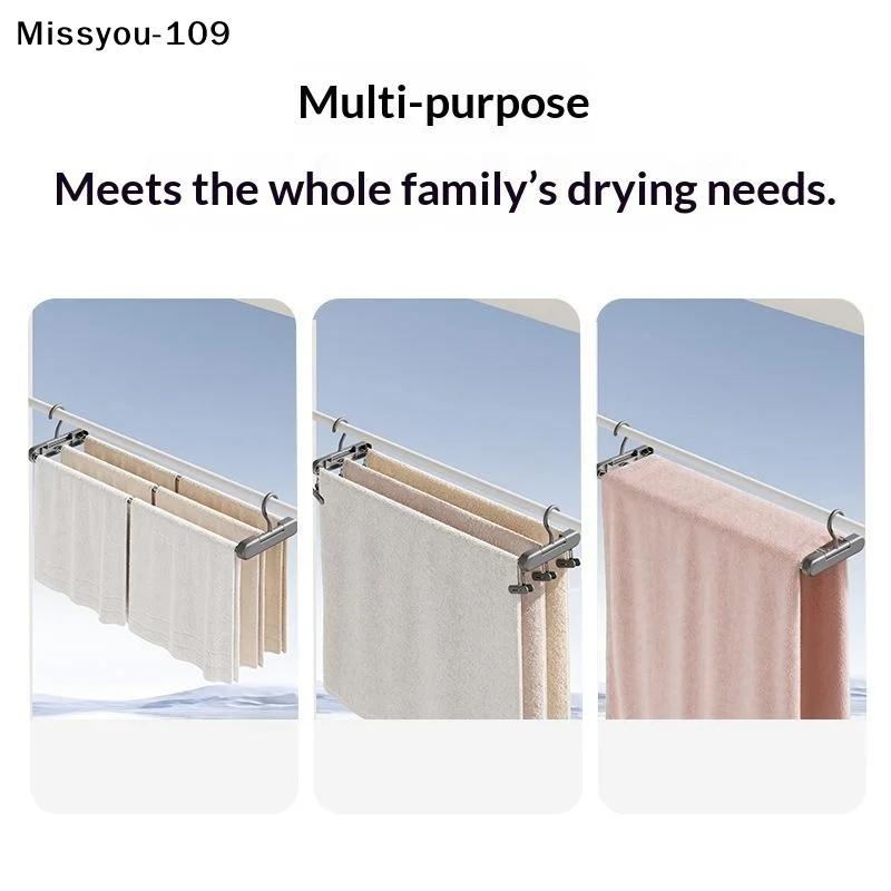 Stainless Steel Telescopic Clothes Hanger Sturdy Foldable Large Capacity for Home Dorm Temporary Guest Room Use
