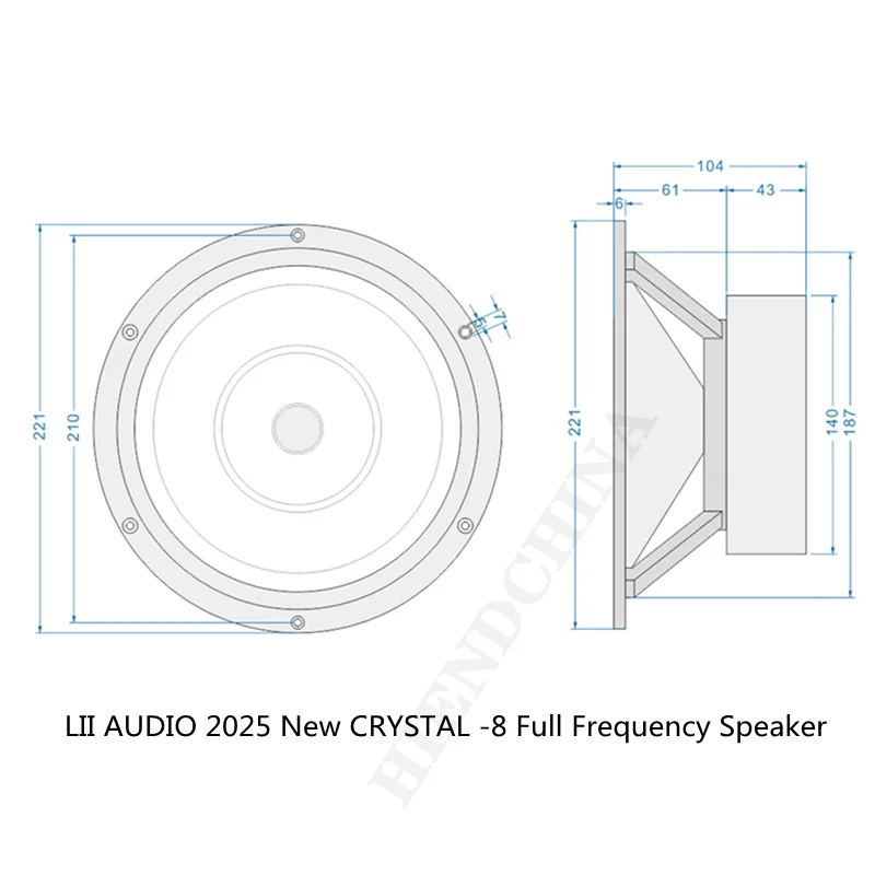LII AUDIO 2025 كريستال جديد -8 مكبر صوت كامل التردد 8 بوصة 8ohm/50W وحدة (1 قطعة)
