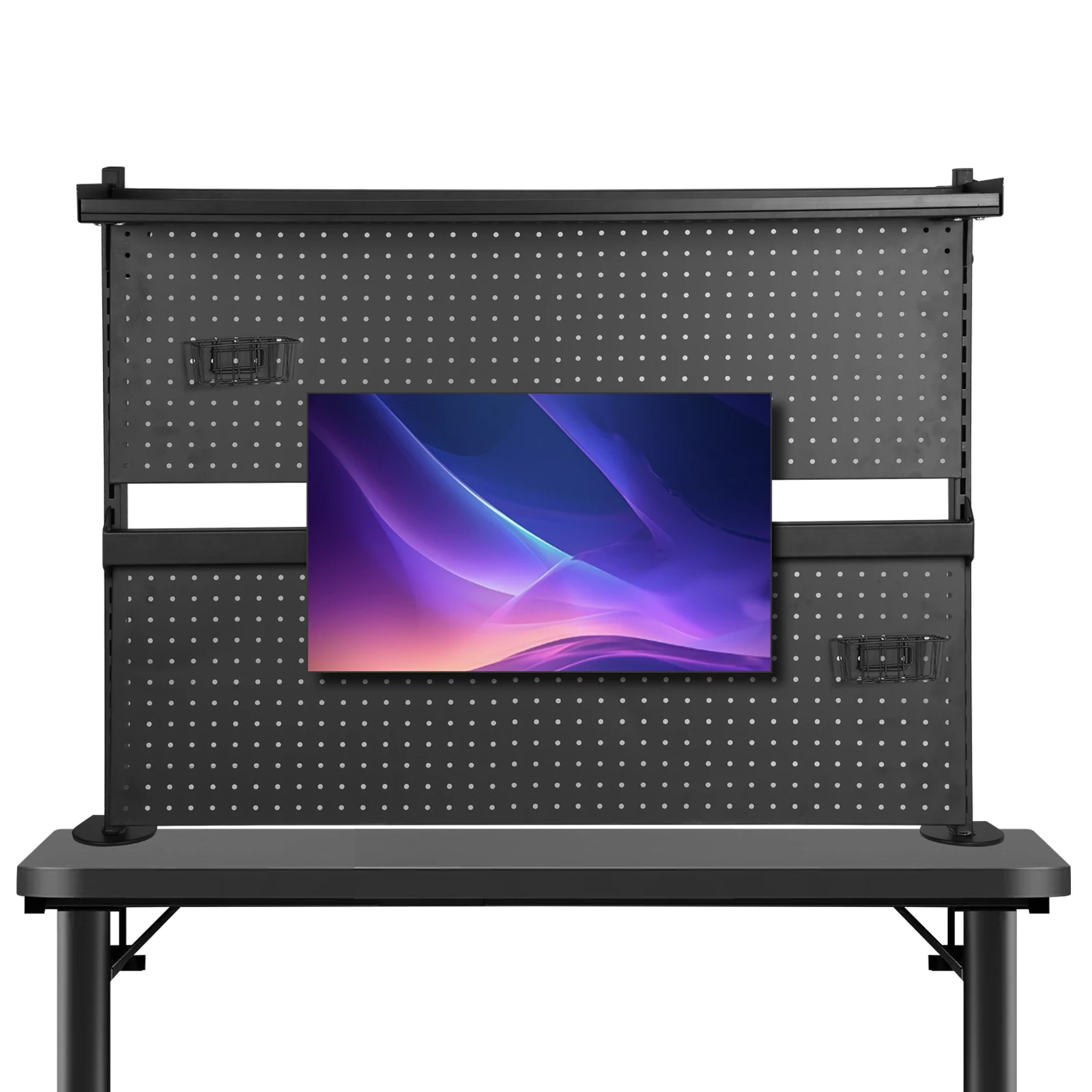 

Steel Stand Pegboard with Monitor Stands Computer Accessories Metal Pegboard 51 X 34 Inch for Office Supplies Dorm Home Decor