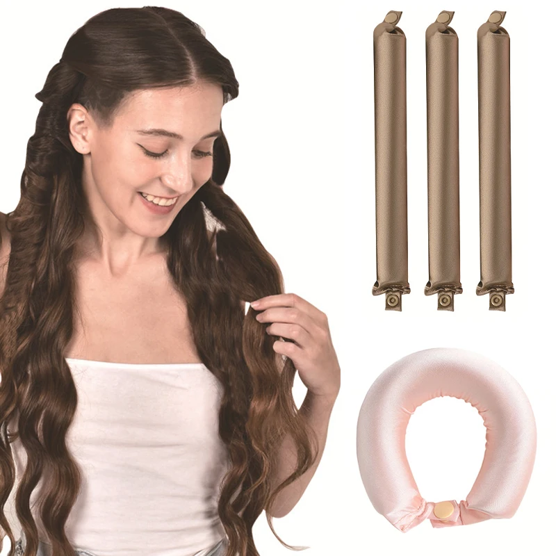 Warmteloze Krulspelden Voor Haarsatijn Bedekte Nachtelijke Krultang Zonder Warmte Flexi Curling Rod Krullen Om Te Slapen In Haarrollers Krullen Hoofdband