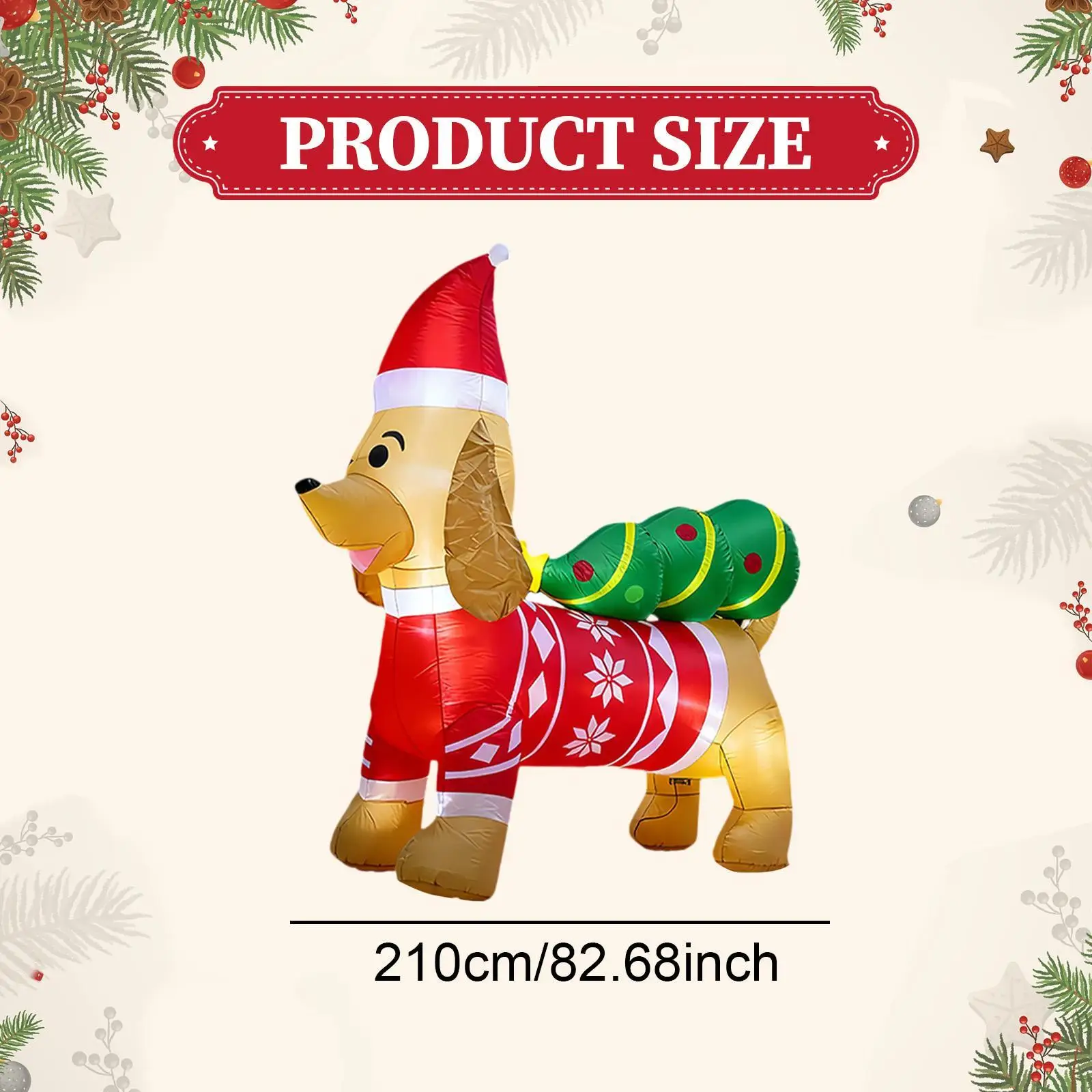 

Large Lighted Christmas Inflatable Model Dachshund Tree Decor Outdoor Blow Up Ornament for Christmas Decorations Lawn Home