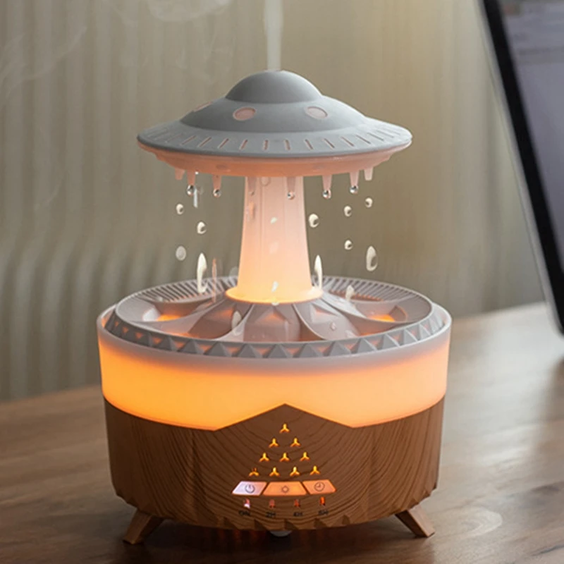 Rain Cloud Night Light Humidifier With Raining Water Drop Sound And 7 Color LED Light Essential Oil Diffuser