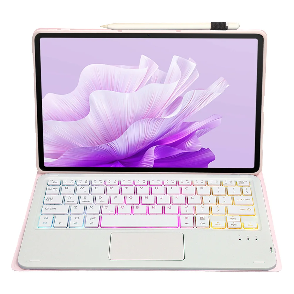 AH20-AS For Huawei MatePad 11.5 S Backlit Design Leather+TPU Tablet Cover Bluetooth-compatible Keyboard Case with Touchpad - Pin