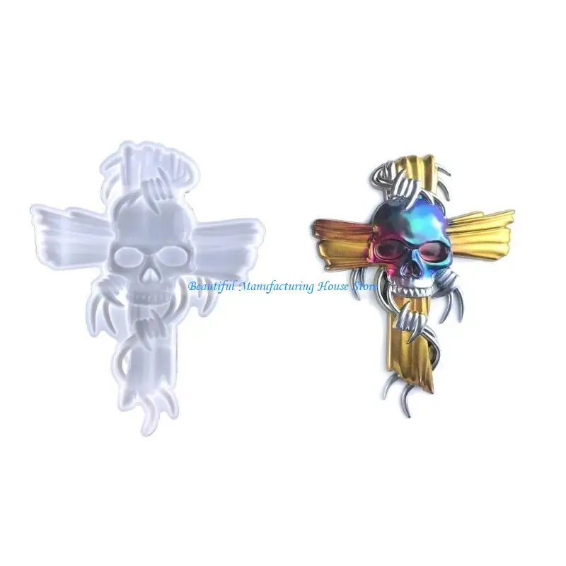 

E56A Skull Resin Molds,Crucifix Silicone Mold for Resin Casting Art Wall Decor Crafts