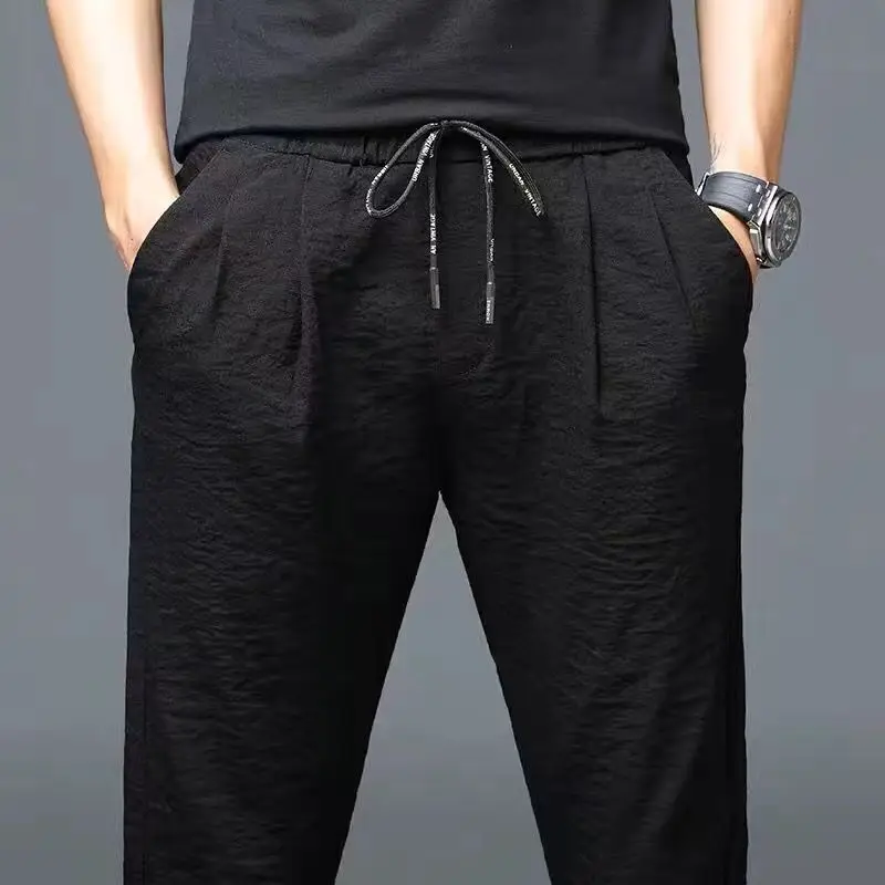 Summer Long Pants Men's Casual Pants Large Size Summer Ultra Thin Loose Tight Dad Straight Sports Work