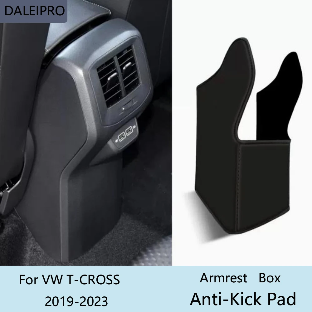 Car Rear Armrest Box Anti-Kick Pad For Volkswagen VW T-CROSS 2019 2020 2021-2023 Microfiber Leather Protective Cover Accessories