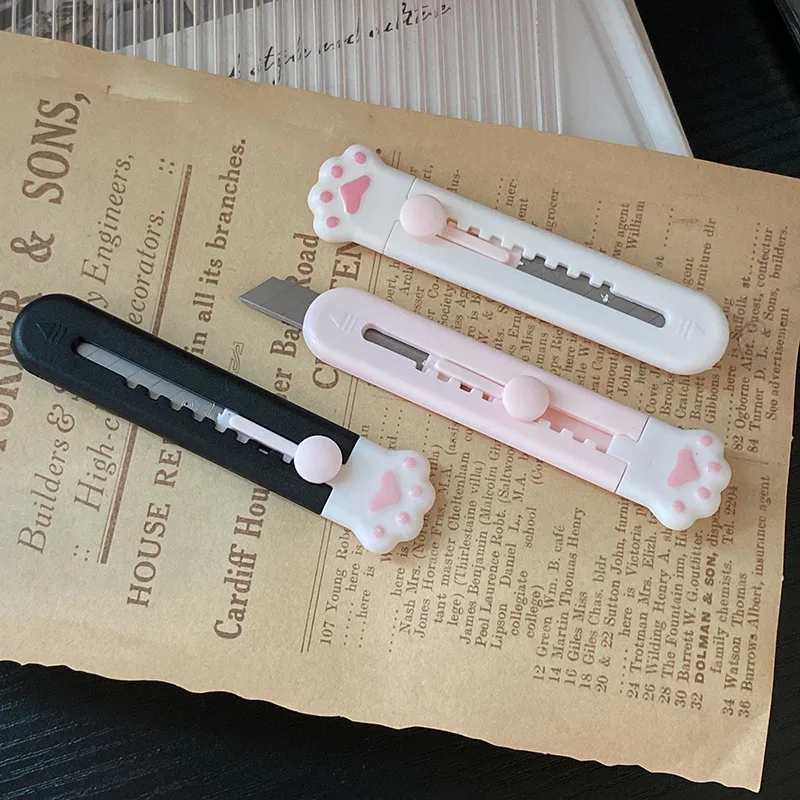 1 قطعة لطيف الفن الصغير سكّين متعدّد الاستخدامات الكرتون القط باو سحابة زهرة شكل القاطع اكسبرس صندوق ظرف ورقي فتاحة شفرة القرطاسية