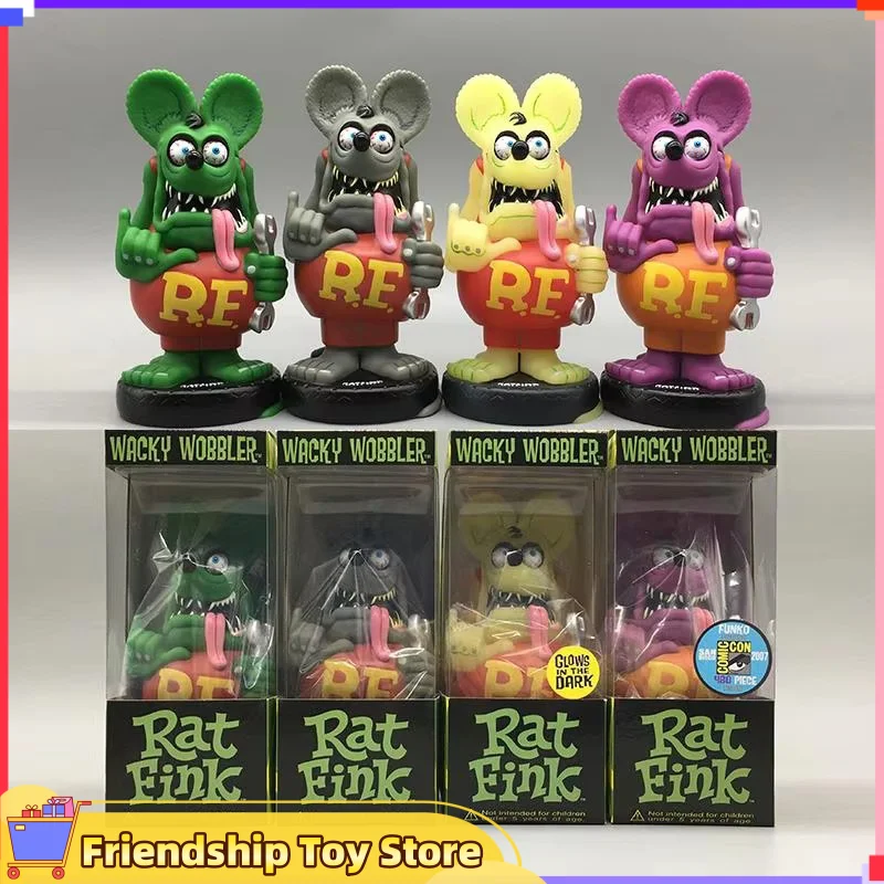 Rat Fink Action Figures Car Repairer Car Shake Head Doll Locomotive Culture Symbol Old School Pvc Anime Figures Desk Decora Gift