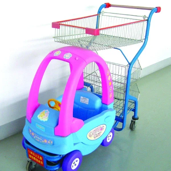 High quality Shop Kids Hand Push Trolley Customized Mall Shopping Kids Trolley